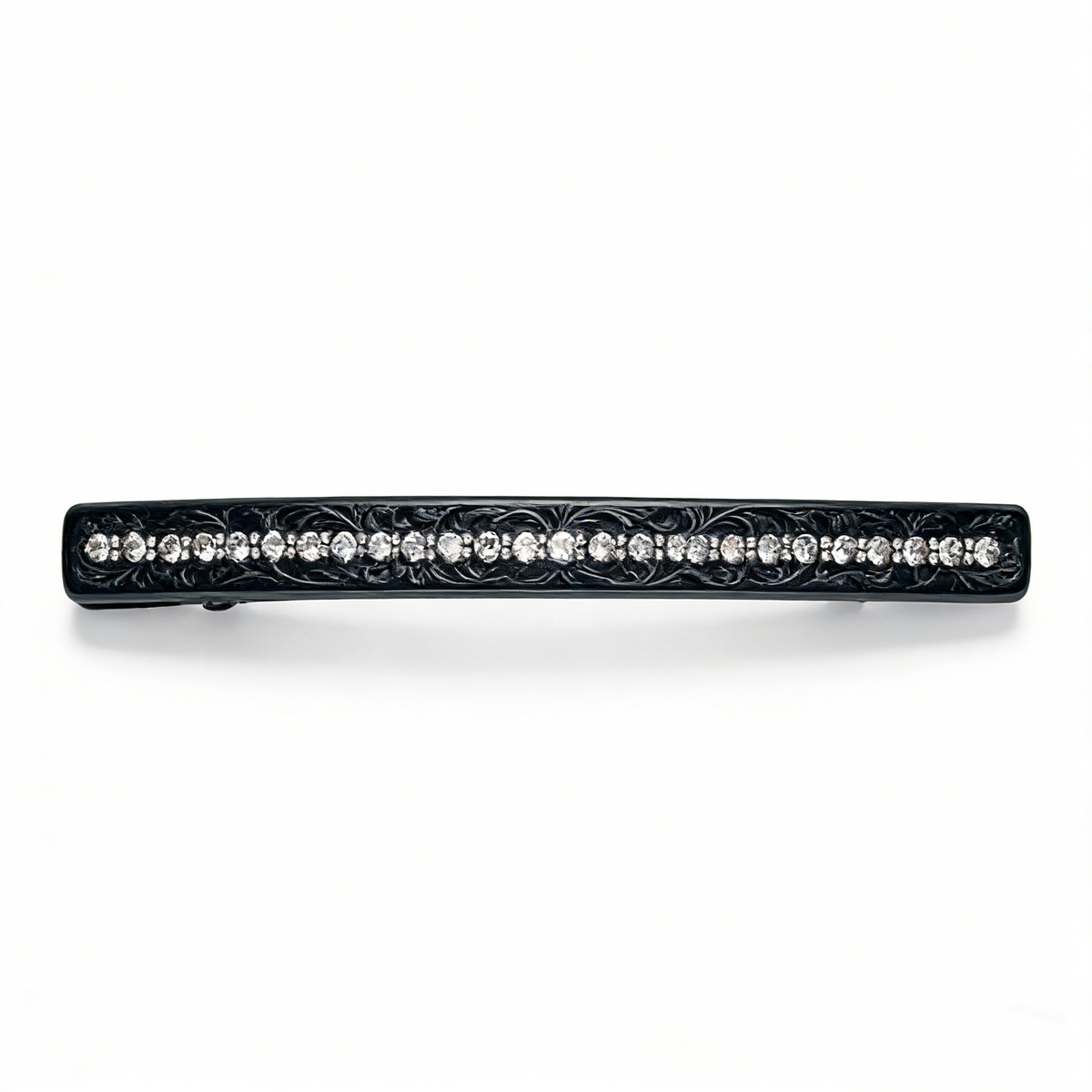 Black Engraved Long Hair Barrette