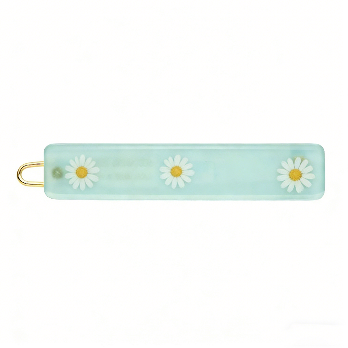 Light Mint Green Daisy Flower Bar Hair Clip