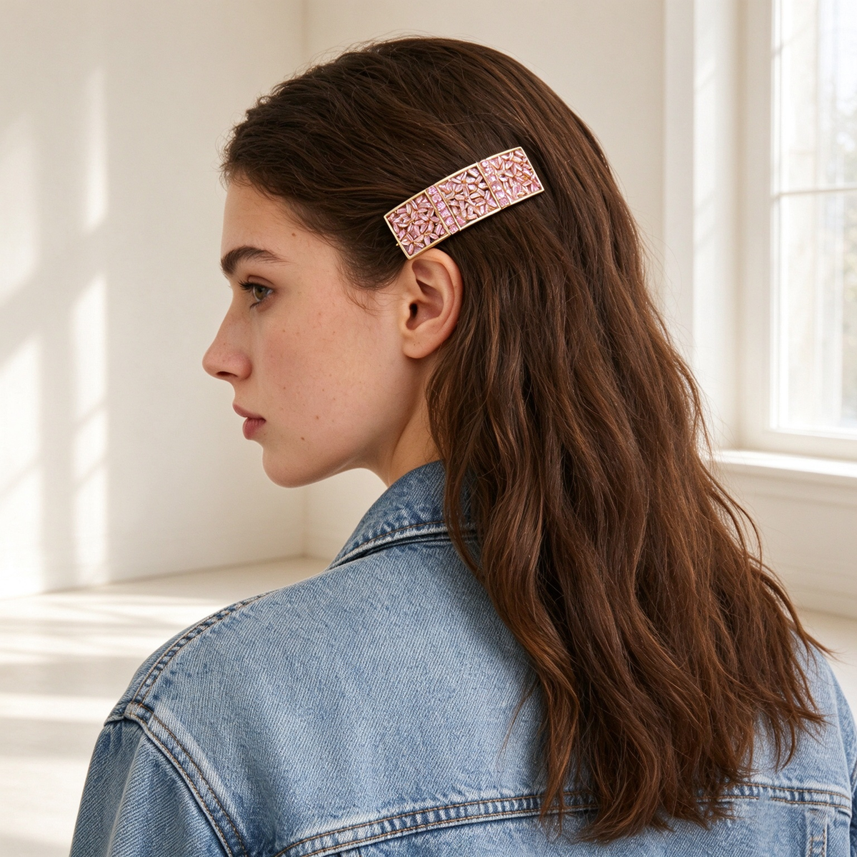 Rose Gold Geometric Square Hair Barrette