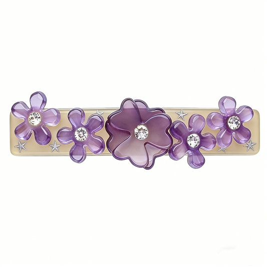 Cream Base Gradient Purple Floral Hair Barrette