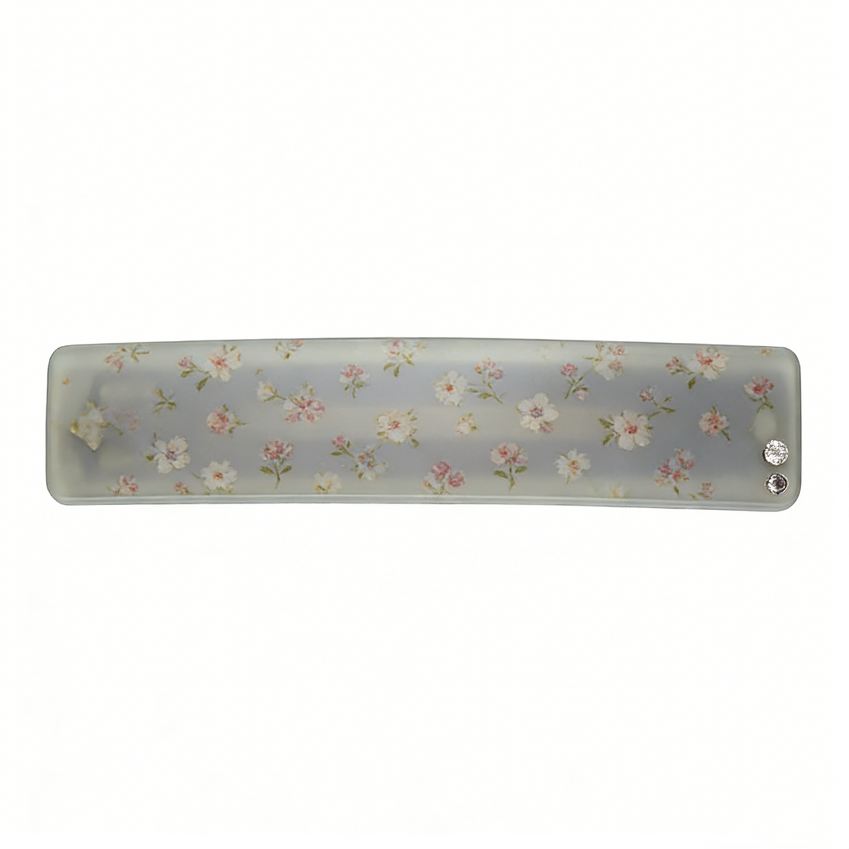 Frosted Light Grey Ditsy Floral Hair Barrette