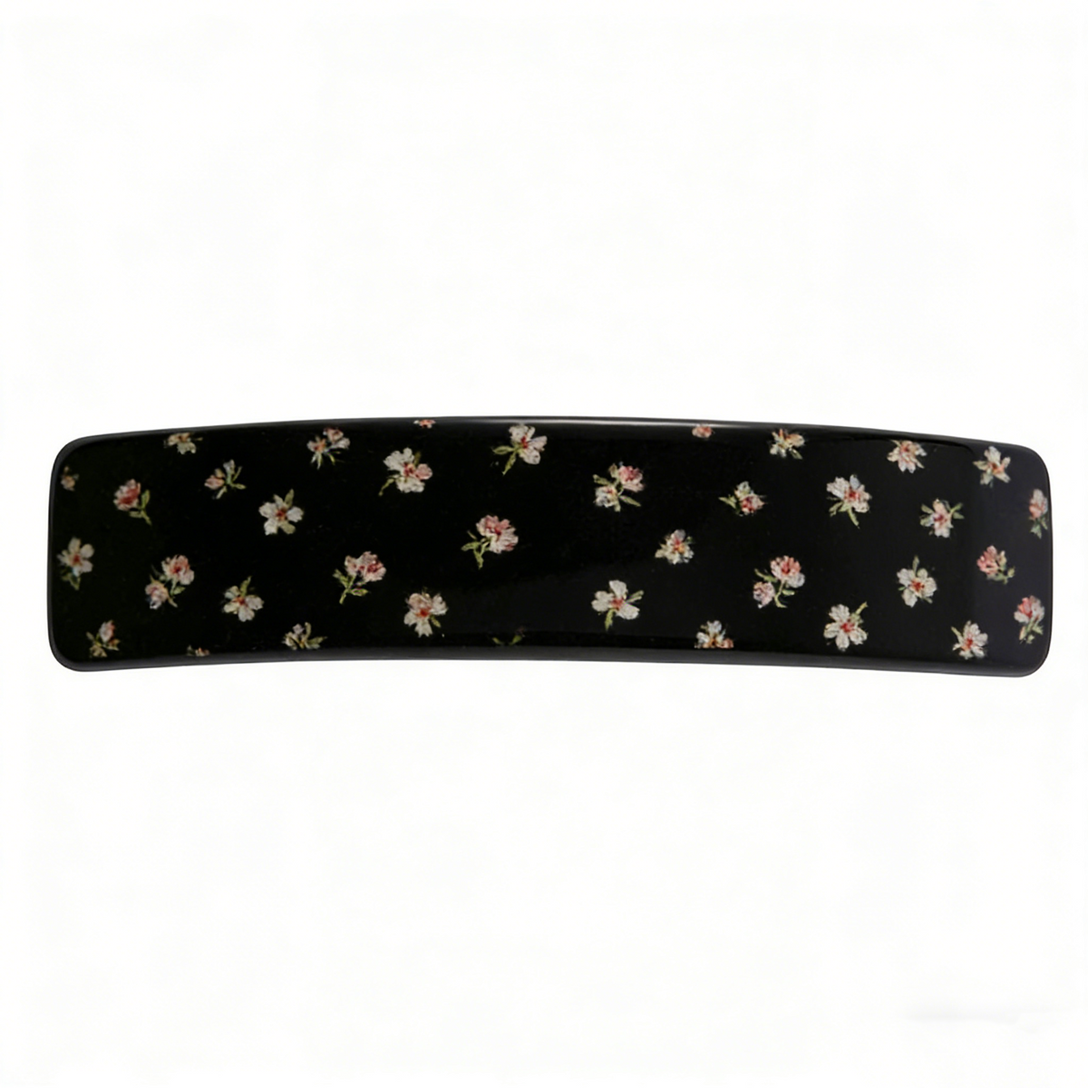 Black Base Ditsy Floral Long Hair Barrette