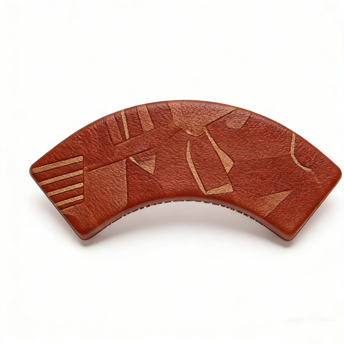 Rust Brown Leather Texture Curved Banana Barrette