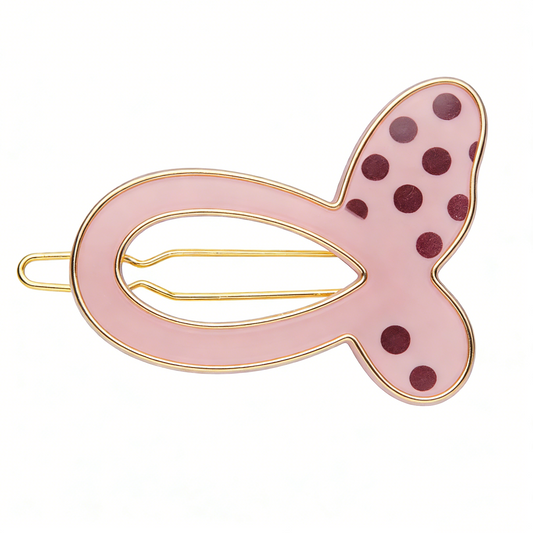 Pink Polka Dot Butterfly Outline Hair Clip