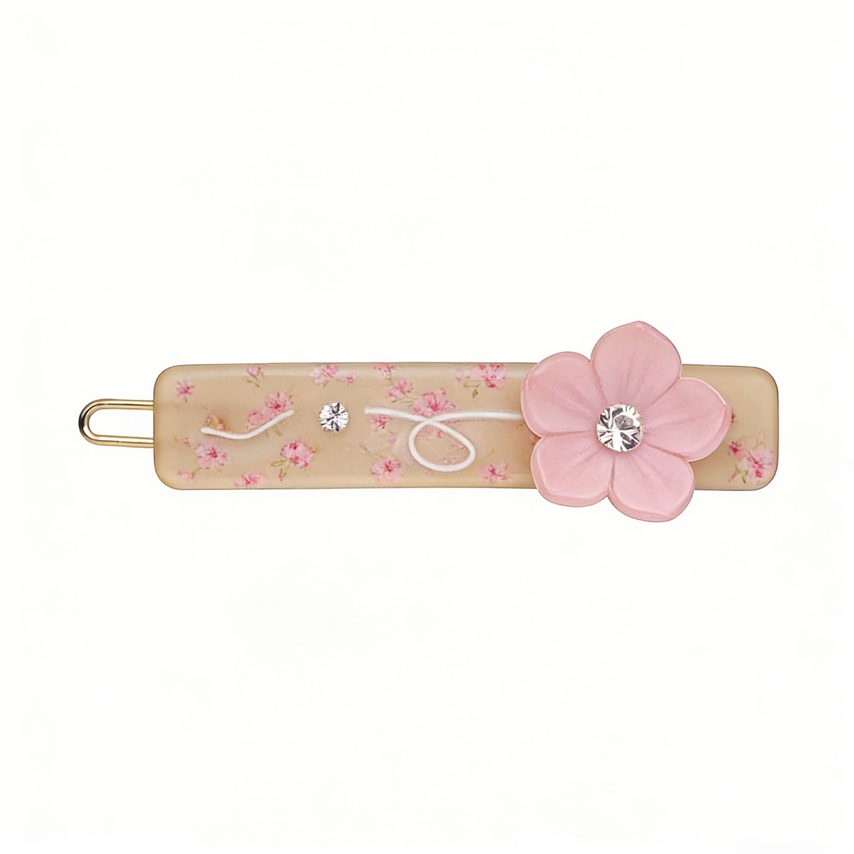 Beige Cherry Blossom Floral Point Hair Clip