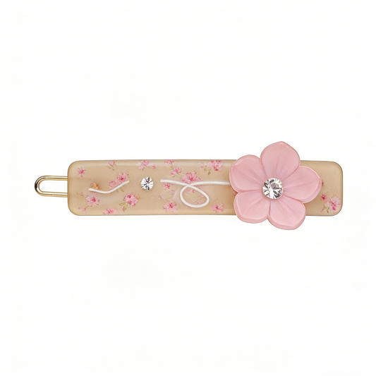 Beige Cherry Blossom Floral Point Hair Clip