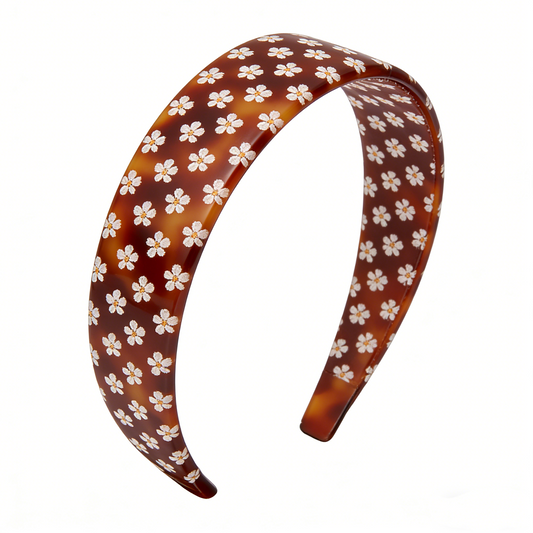 Tortoiseshell White Daisy Wide Headband