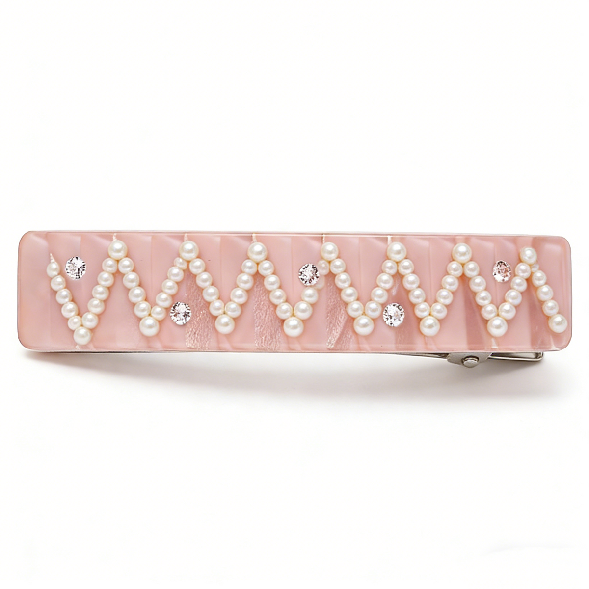 Pink Shell Texture Pearl Wave Hair Barrette