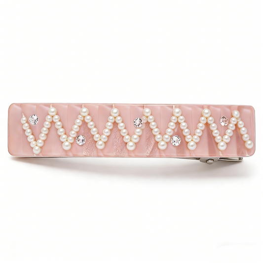 Pink Shell Texture Pearl Wave Hair Barrette