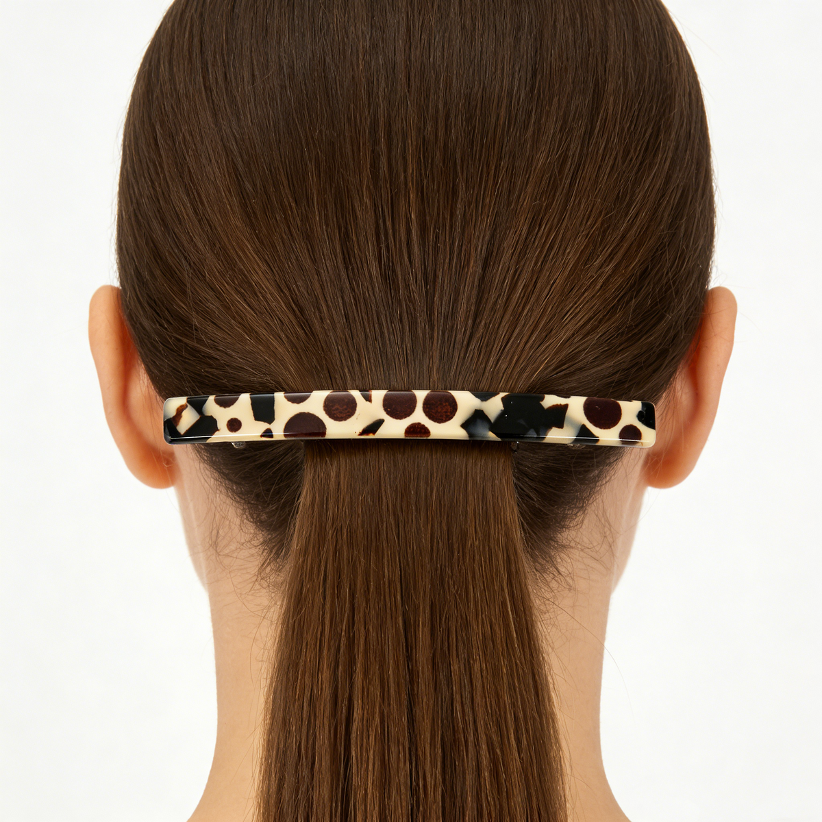 Tortoiseshell Spot Long Thin Hair Barrette