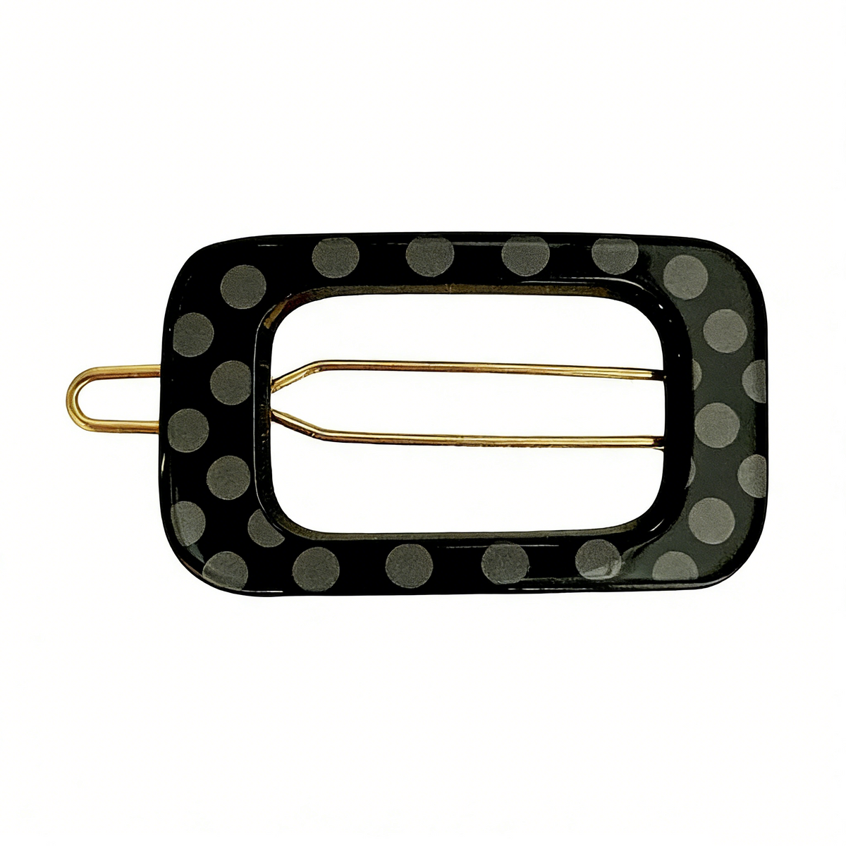 Black Grey Polka Dot Hollow Rectangle Hair Clip