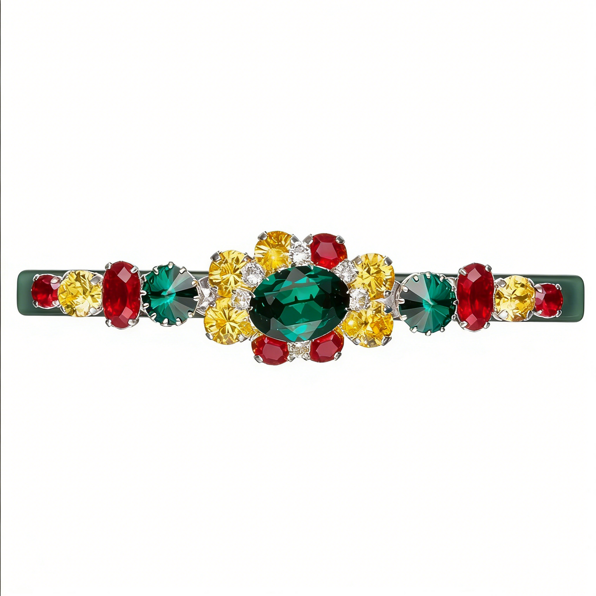 Vintage Jewel Tone Crystal Hair Barrette