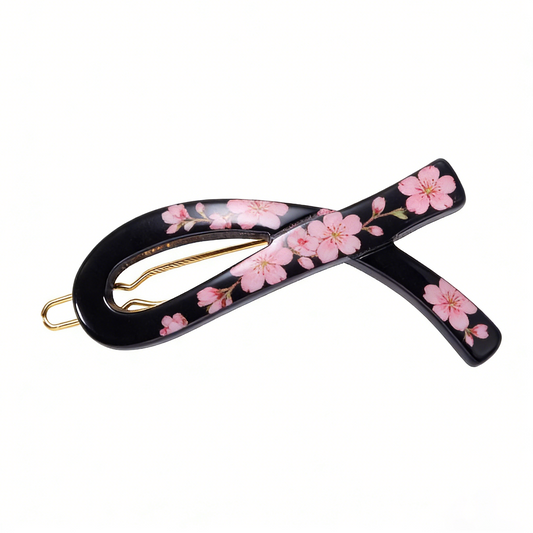 Black Cherry Blossom Twisted Shape Hair Clip