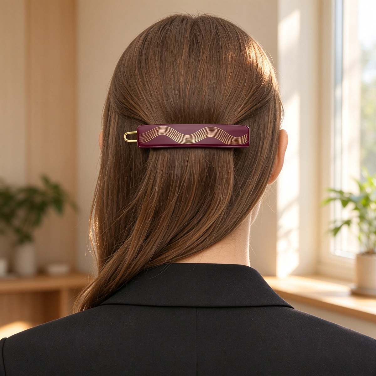 Dark Purple Gold Wavy Point Hair Clip